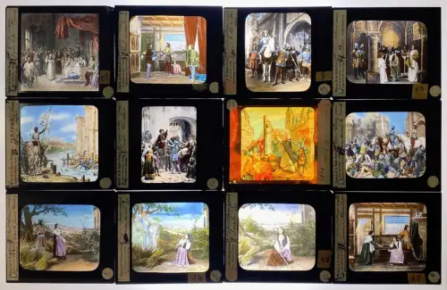 Collection 50 plaques de verre peintes "Jeanne d'Arc" Bayard Maison de la Presse