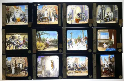 Collection 50 plaques de verre peintes "Jeanne d'Arc" Bayard Maison de la Presse