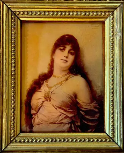 Crystoleum, "Beauté d'Afrique du Nord " photographie peinte sous verre