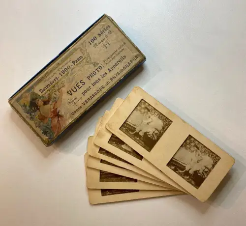 Fantaisies parisiennes - Coffret de 6 vues de nus stéréoscopiques panoptiques