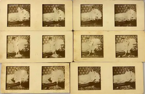 Fantaisies parisiennes - Coffret de 6 vues de nus stéréoscopiques panoptiques