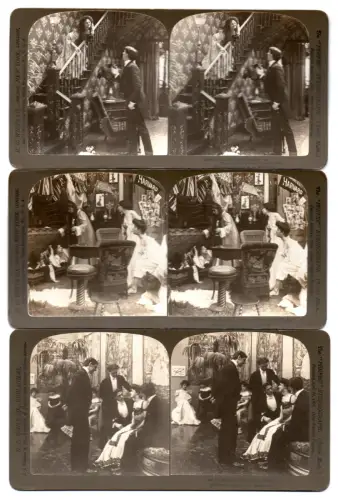 Borne Visionneuse en Acajou et 12 vues "scènes galantes"