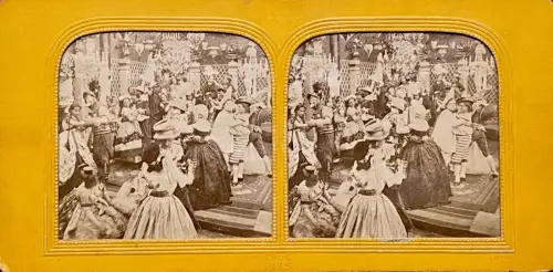 Carte stéréoscopique "Bal costumé à l'Elysée Montmartre" french tissue c.1890