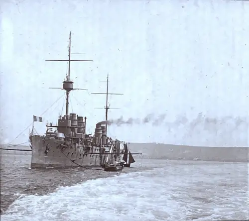 Plaque de verre vue stéréoscopique "Croiseur Cuirassé Desaix" c.1911
