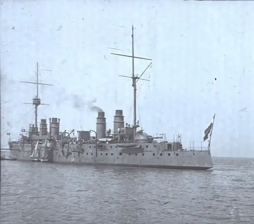 Plaque de verre vue stéréoscopique "Croiseur Cuirassé Desaix" c. 1910