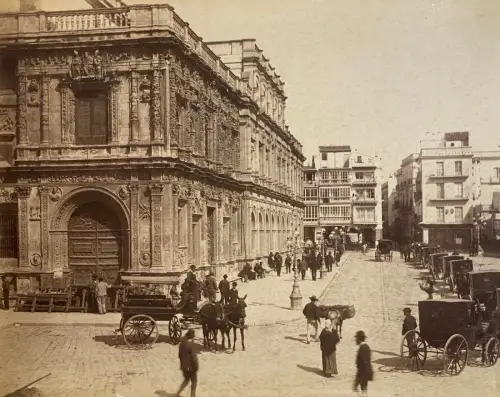 Photographie Vintage, Palais de l'Ayutamento Sevilla, Tirage albuminé circa 1880