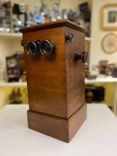Stéréoscope de table parqueté avec 49 nus stéréo circa 1890