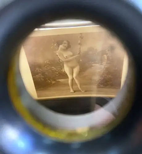 Stéréoscope de table parqueté avec 49 nus stéréo circa 1890