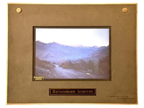 Autochrome LUMIERE "Paysage de Montagne Soleil Couchant" circa 1910
