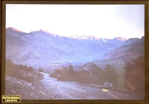 Autochrome LUMIERE "Paysage de Montagne Soleil Couchant" circa 1910