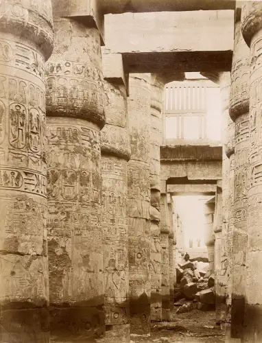 Colonnades, Egypte par Hippolyte ARNOUX Tirage albuminé signé c.1870