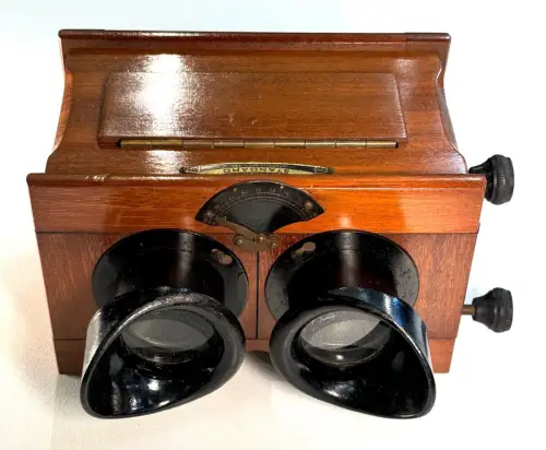 Visionneuse stéréoscopique acajou Unis France