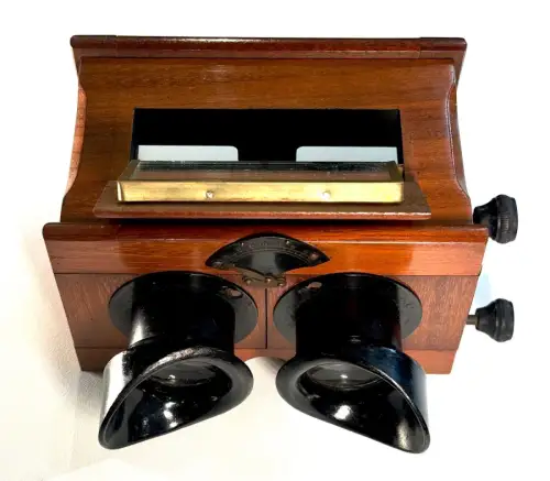 Visionneuse stéréoscopique acajou Unis France