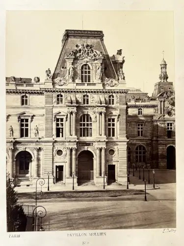 Edouard BALDUS (1813-1889) Pavillon Mollien, Le Louvre, Paris Tirage albuminé