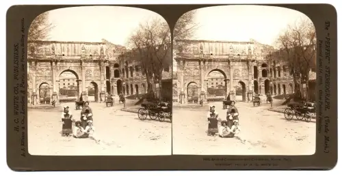 Vue stéréo tirage albuminé Arche de Constantin Rome Grèce H. C. White & Co