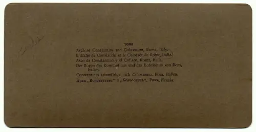 Vue stéréo tirage albuminé Arche de Constantin Rome Grèce H. C. White & Co