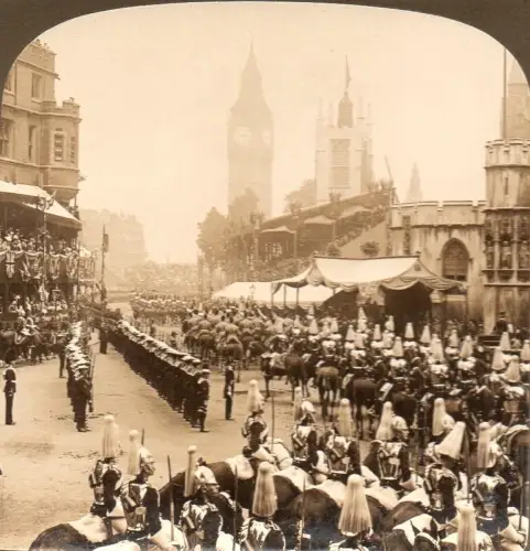 Vue stéréo tirage albuminé Couronnement d'Edouard VII, Londres H. C. White & Co