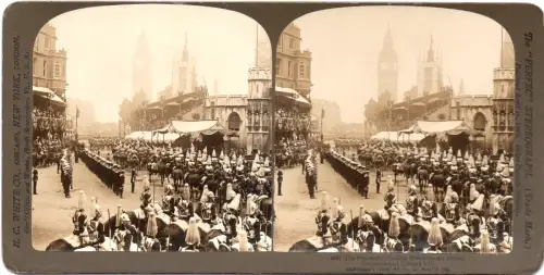 Vue stéréo tirage albuminé Couronnement d'Edouard VII, Londres H. C. White & Co