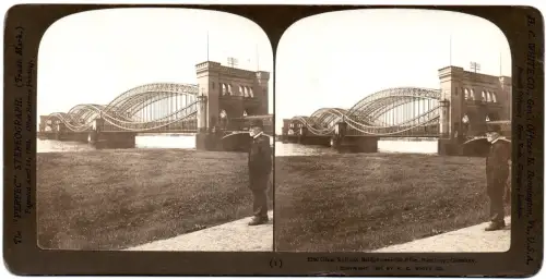 Vue stéréo tirage albuminé Railway Bridge, Germany  H. C. White & Co