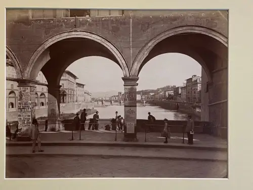 Photographie Vintage - Giacomo Brogi- Florence Vue du Ponte Vecchio c 1880