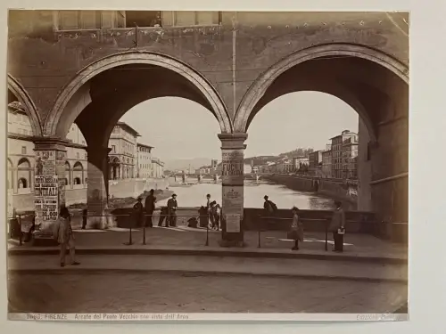 Photographie Vintage - Giacomo Brogi- Florence Vue du Ponte Vecchio c 1880