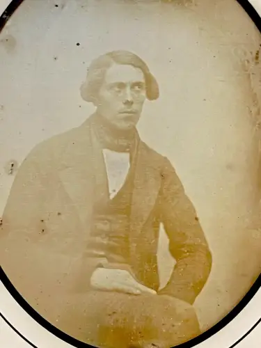 DAGUERREOTYPE PRIMITIF jeune élégant c.1845 Vintage photography