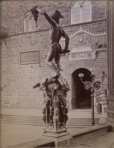 Photographie Vintage - Giacomo Brogi- Persée, Loggia des Lanzi, Florence c 1880