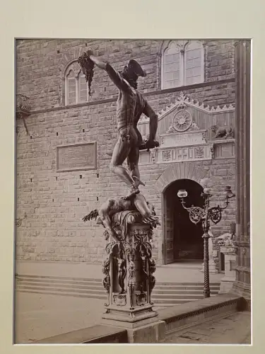 Photographie Vintage - Giacomo Brogi- Persée, Loggia des Lanzi, Florence c 1880