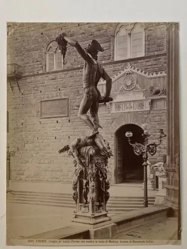 Photographie Vintage - Giacomo Brogi- Persée, Loggia des Lanzi, Florence c 1880