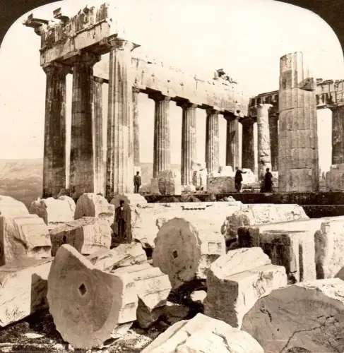 Vue stéréo tirage albuminé Parthénon, Athènes,  Grèce H. C. White & Co