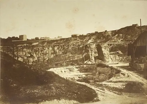 Edouard Baldus "Vue des Buttes Chaumont" Tirage albuminé  c.1853 Vintage photo