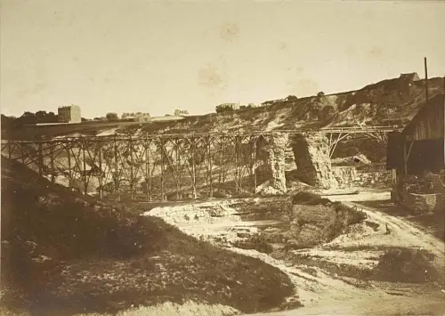 Edouard Baldus "Vue des Buttes Chaumont" Tirage albuminé  c.1853 Vintage photo