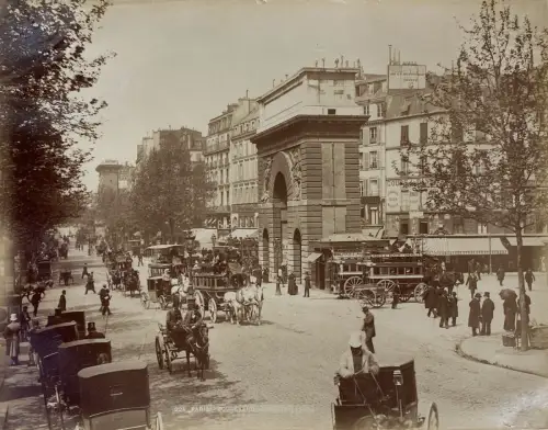 Porte Saint-Martin et Boulevard Saint-Denis, Paris Tirage Albuminé  circa 1885