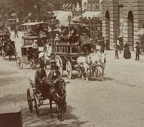 Porte Saint-Martin et Boulevard Saint-Denis, Paris Tirage Albuminé  circa 1885