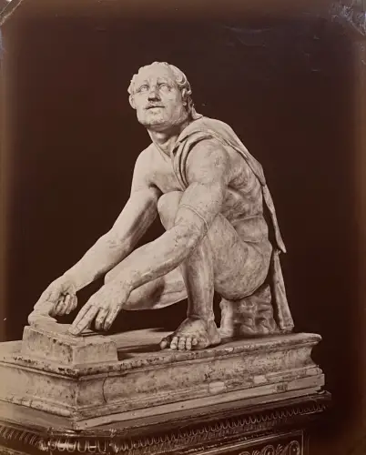 Photographie Vintage - Giacomo Brogi- L'écorcheur, les Offices, Florence c 1880