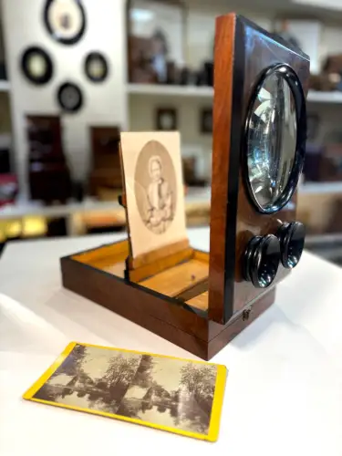 Grand Graphoscope mono et stéréo en ronce de thuya