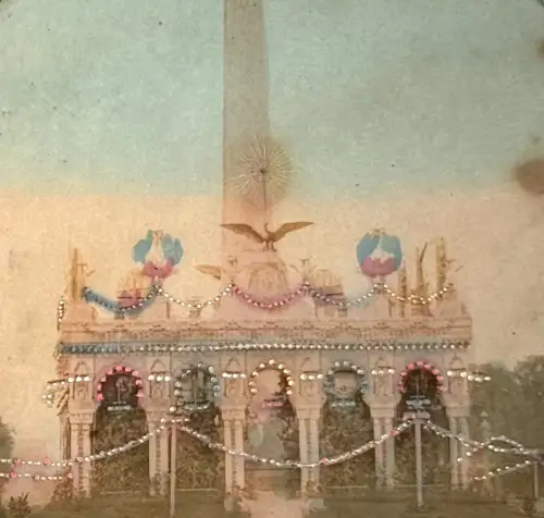 Carte stéréoscopique "La Concorde illuminée" french tissues c.1870 Albuminé