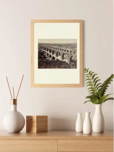 Felix Fescourt Le Pont du Gard Tirage albuminé signé c.1870 Vintage Photography