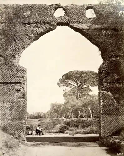 Fratelli ALINARI, Villa Adriana Arc de Pecile, Tivoli, Italie c. 1870 Vintage