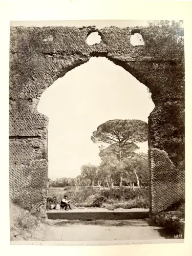 Fratelli ALINARI, Villa Adriana Arc de Pecile, Tivoli, Italie c. 1870 Vintage