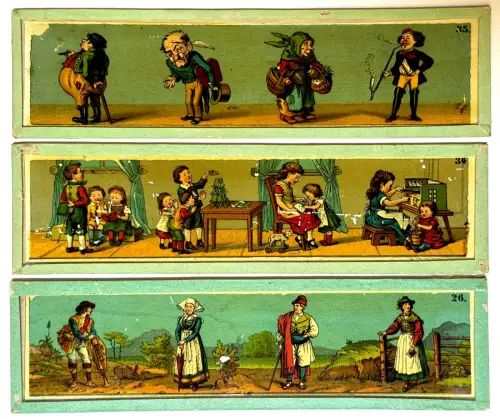 Wooden Box of 12 Magic Lantern Slides – Ernst Plank  Circa 1870