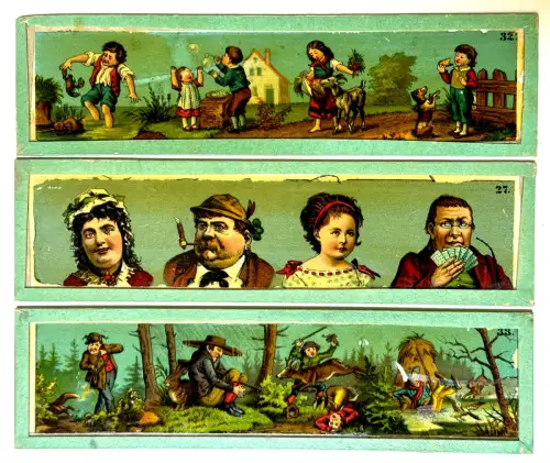 Wooden Box of 12 Magic Lantern Slides – Ernst Plank  Circa 1870