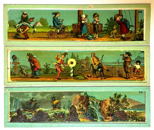 Wooden Box of 12 Magic Lantern Slides – Ernst Plank  Circa 1870