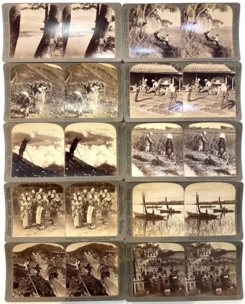 Coffret de 36 cartes stéréo sur le Japon et visionneuse 
