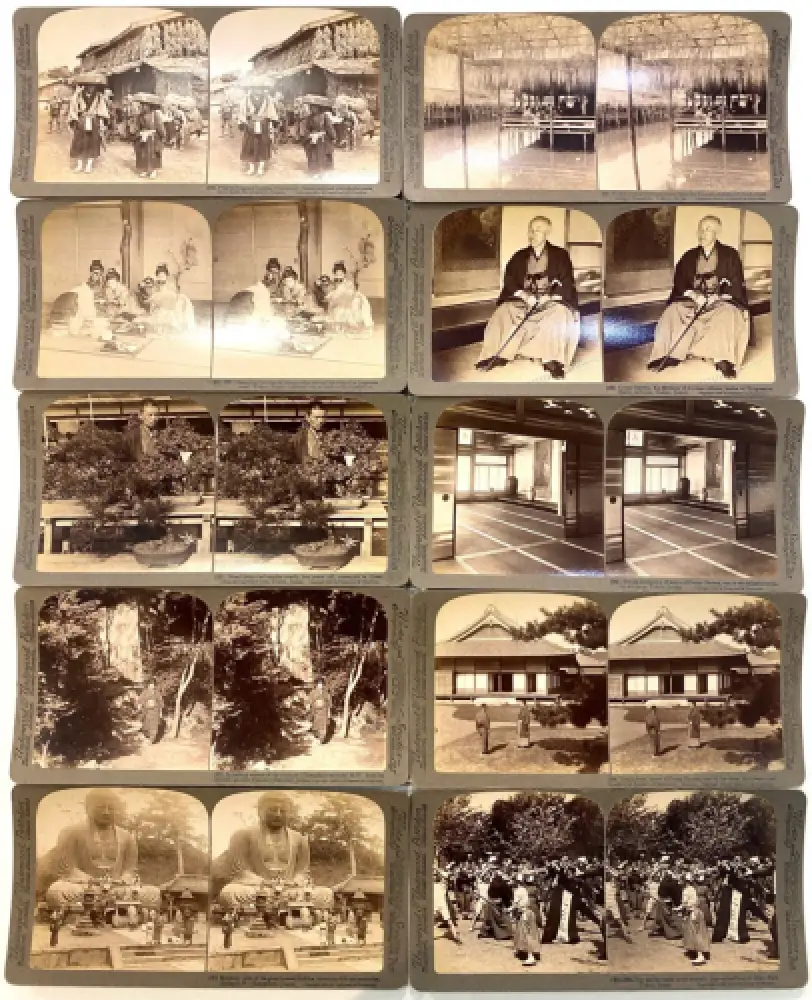 Coffret de 36 cartes stéréo sur le Japon et visionneuse 