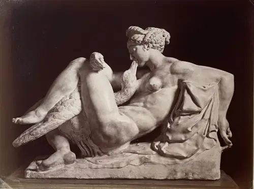 Photographie Vintage - Giacomo Brogi- Leda et le cygne- Florence c 1880