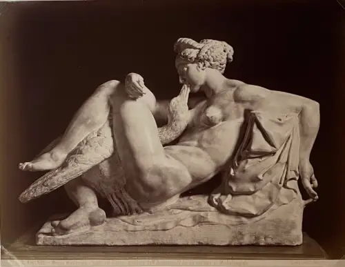 Photographie Vintage - Giacomo Brogi- Leda et le cygne- Florence c 1880