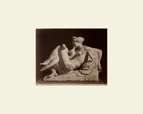 Photographie Vintage - Giacomo Brogi- Leda et le cygne- Florence c 1880