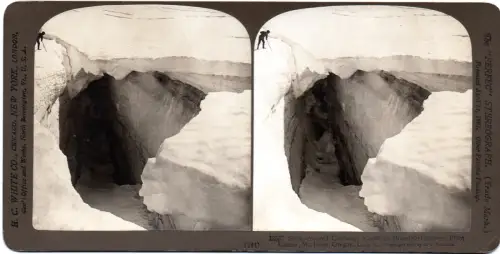 Eliot Glacier Crevasse, USA – Stereo View, Albumen Print – H. C. White & Co.  Circa 1903*