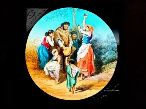 Gipsy Dancers, Grenade, plaque pour Lanterne Magique - Peinture sur verre c.1880